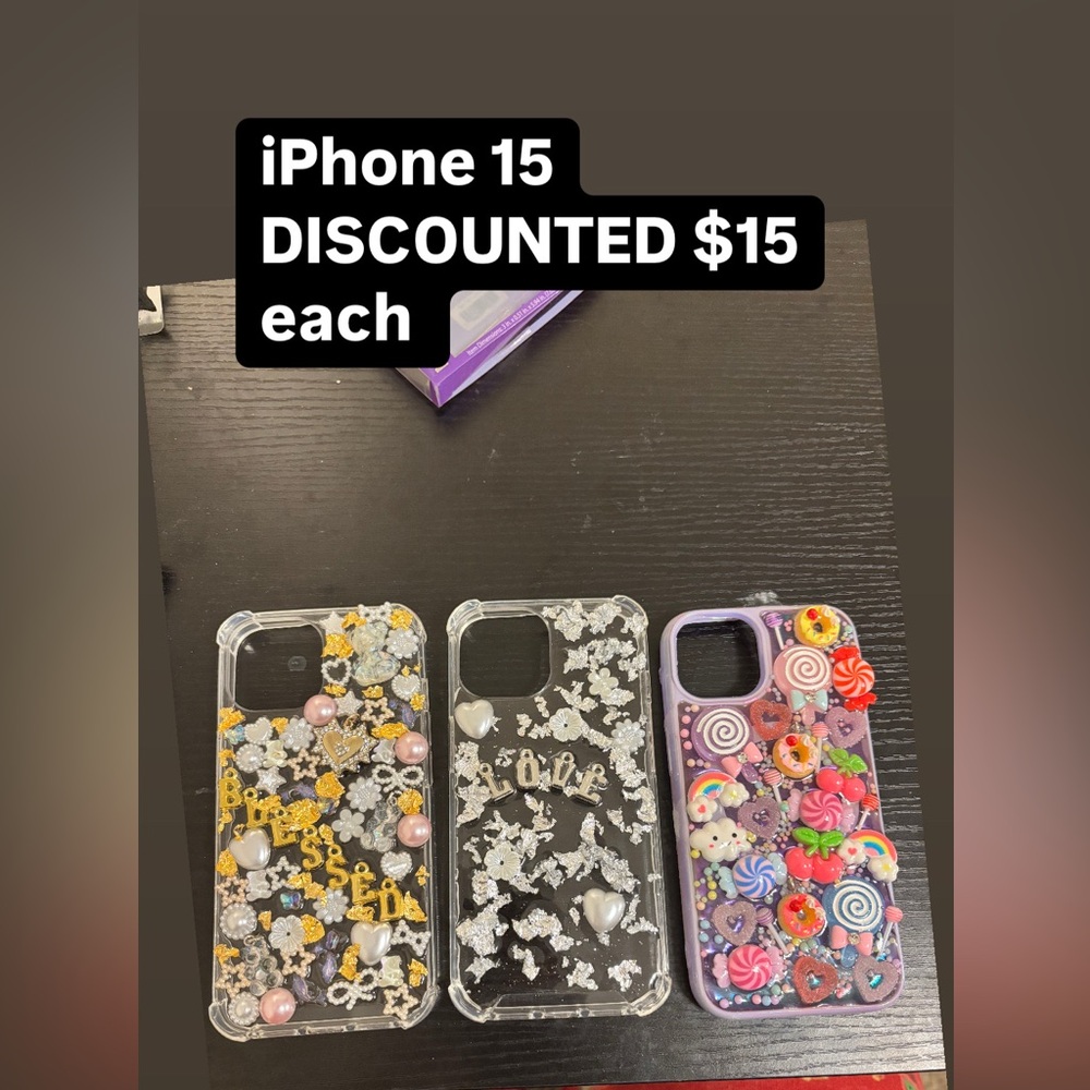 iPhone 15 handmade bling/junkk phone case